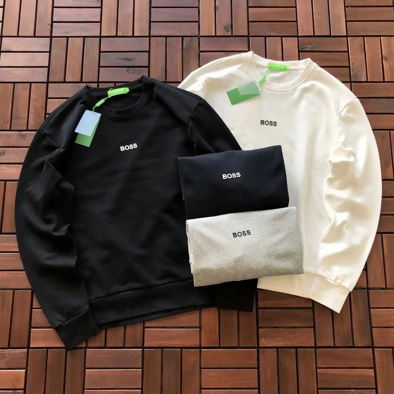 Hugo Boss Logo Outline Crewneck Sweatshirt Beige Hoodie - 13