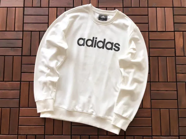 Adidas Logo Crewneck Sweatshirt White Hoodie - 1