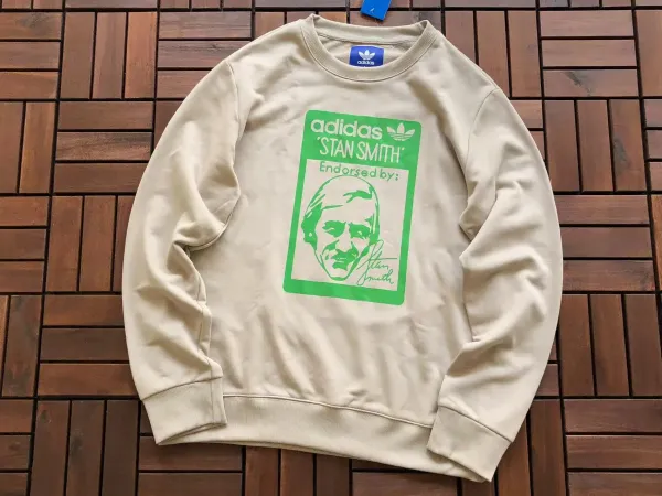 Adidas Originals Stan Smith Graphic Crewneck Beige Sweatshirt Hoodie - 1