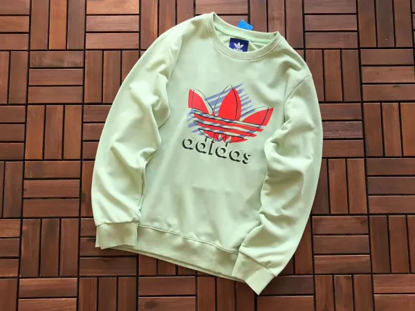 Adidas Originals Trefoil Graphic Crewneck Sweatshirt Light Green Hoodie - 1