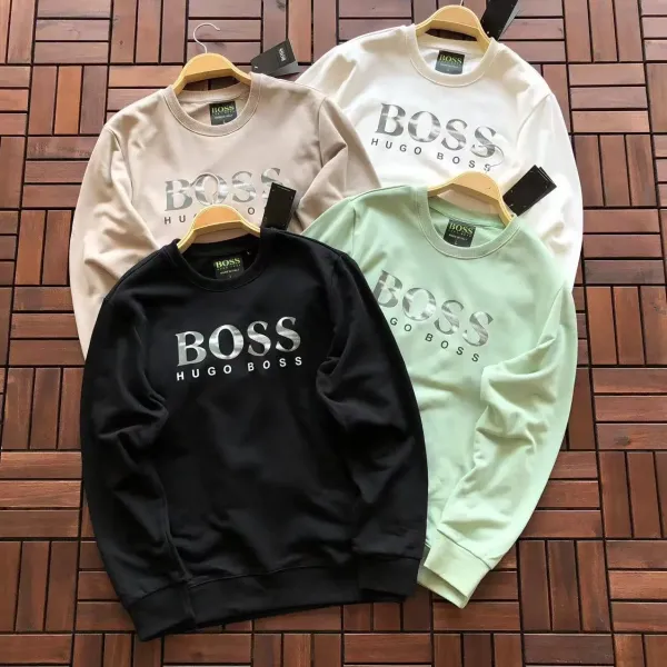 Hugo Boss Logo Outline Crewneck Sweatshirt Beige Hoodie - 15