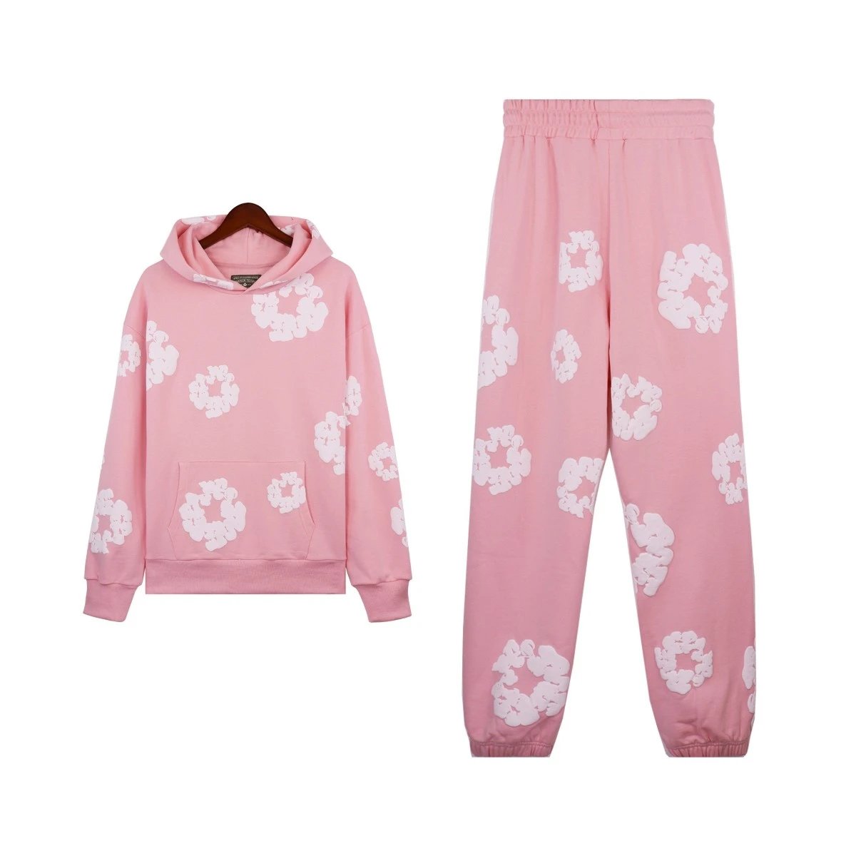Off-White Floral Embroidered Orange Hoodie and Sweatpants Set - 13