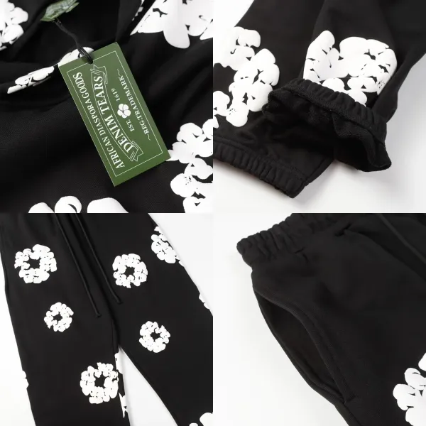 Off-White Floral Embroidered Orange Hoodie and Sweatpants Set - 7