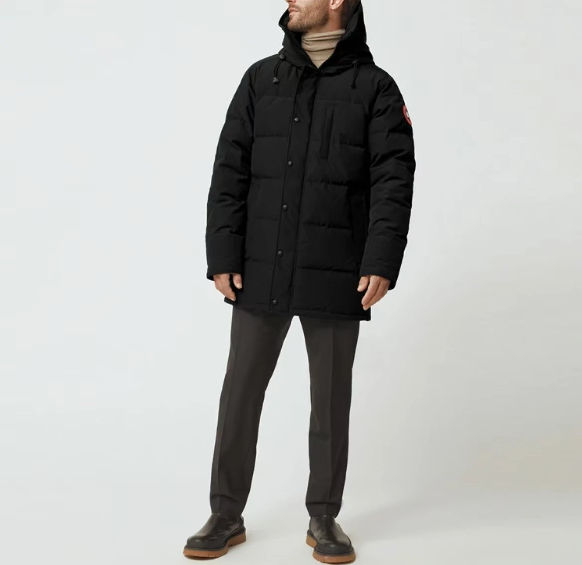 Moncler Maya Black Glossy Down Jacket with White Chevron Sleeve - 3