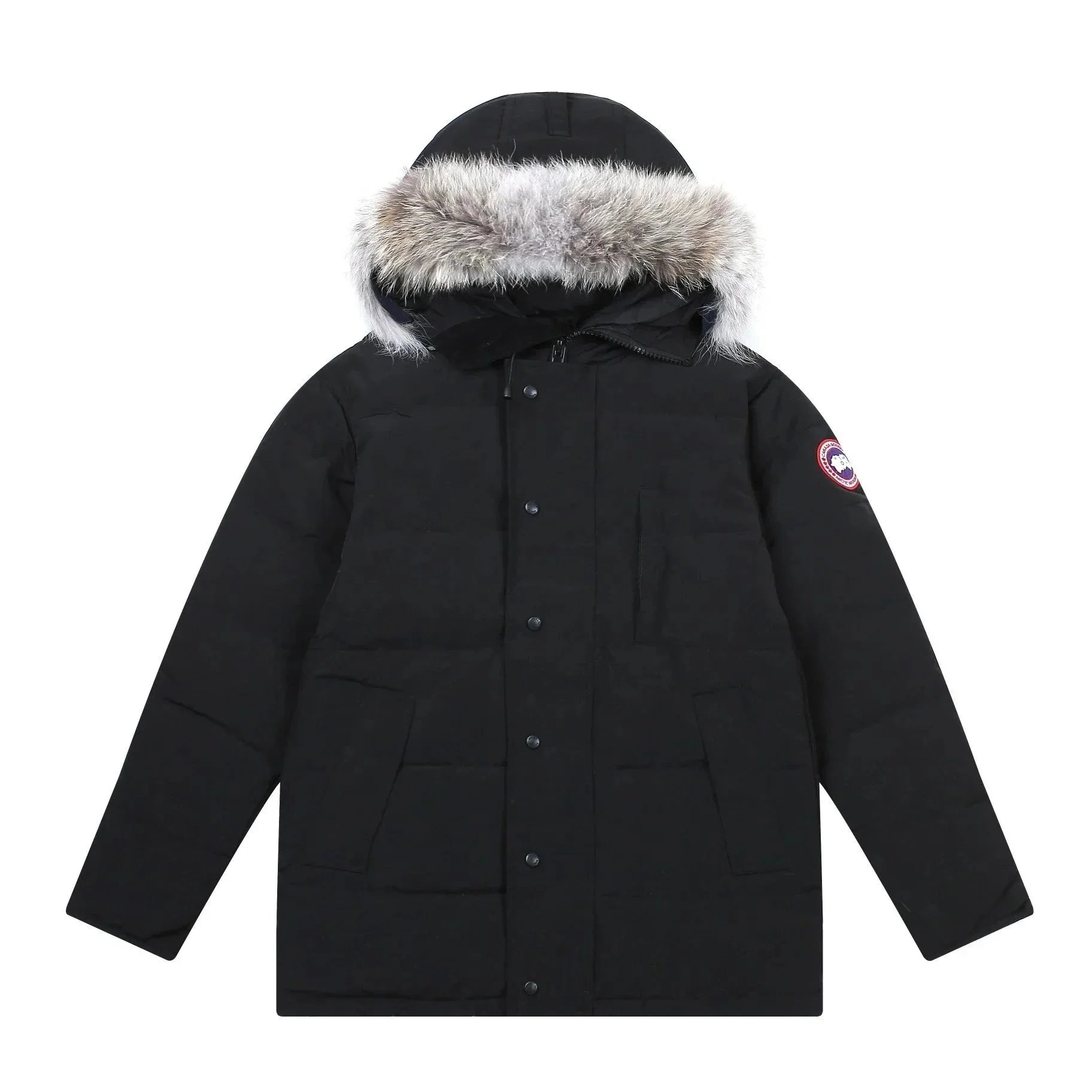 Moncler Maya Black Glossy Down Jacket with White Chevron Sleeve - 6