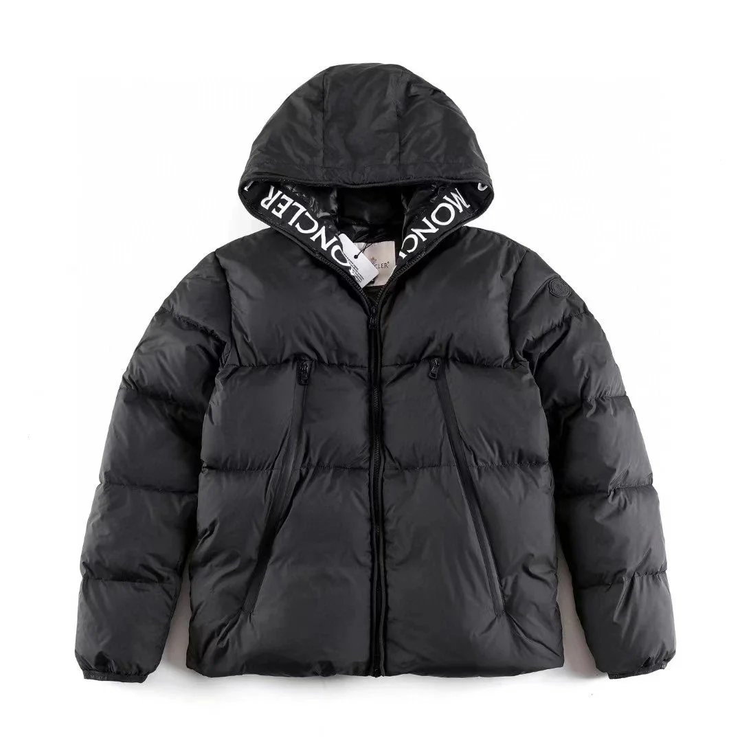 Moncler Maya Black Glossy Down Jacket with White Chevron Sleeve - 11