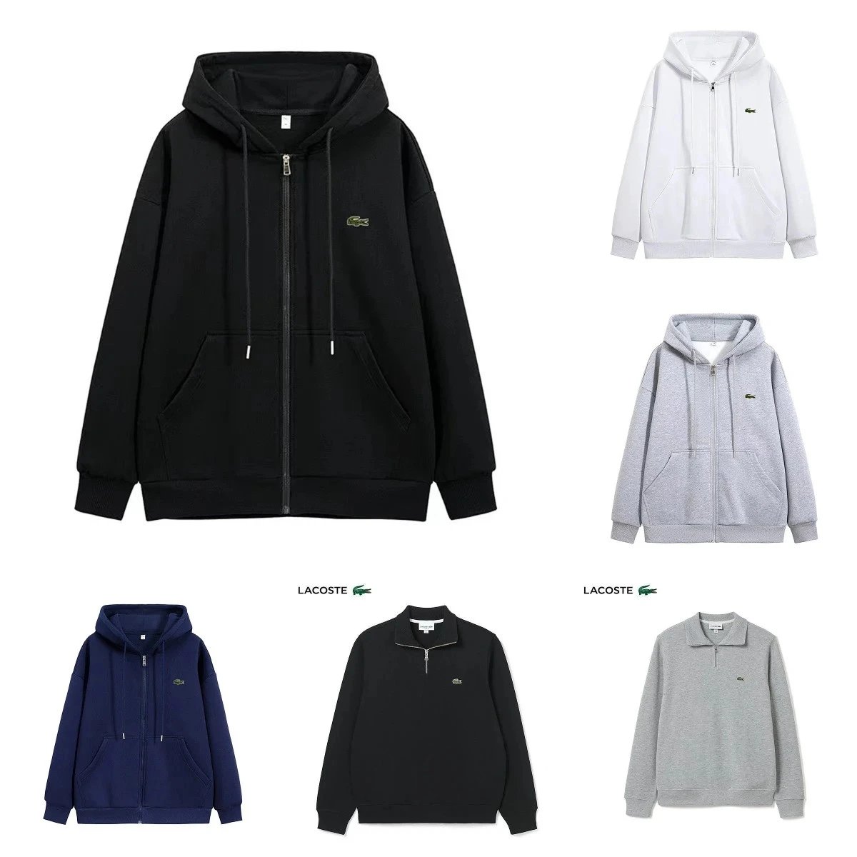Lacoste Black Zip-Up Hoodie