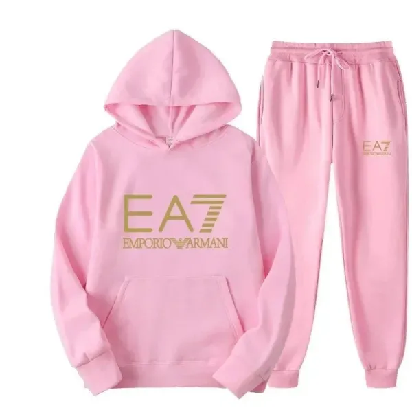 EA7 Emporio Armani Pink Hoodie and Sweatpants Set - 1
