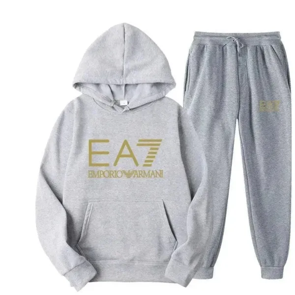Emporio Armani EA7 Gray Hoodie and Sweatpants Set - 1
