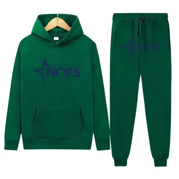NOFS Star Logo Green Hoodie and Sweatpants Set - 1