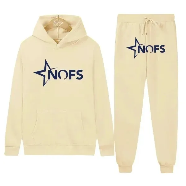 NOFS Star Logo Beige Hoodie and Sweatpants Set - 1