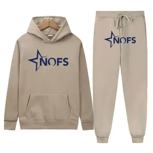 NOFS Star Logo Beige Hoodie and Sweatpants Set - 1