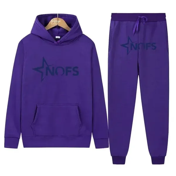 NOFS Star Logo Purple Hoodie and Sweatpants Set - 1