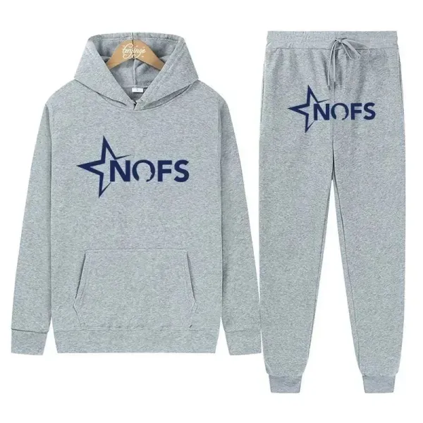 NOFS Star Logo Hoodie and Sweatpants Set Gray Casual Set - 1