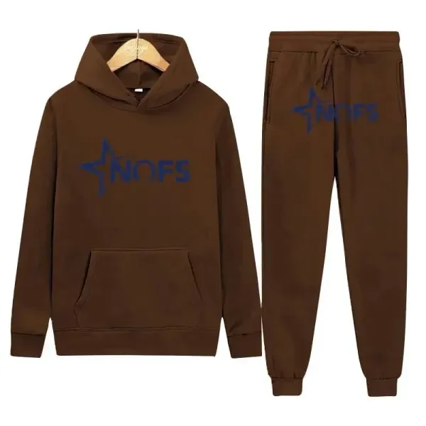 NOFS Star Logo Brown Hoodie and Sweatpants Set - 1