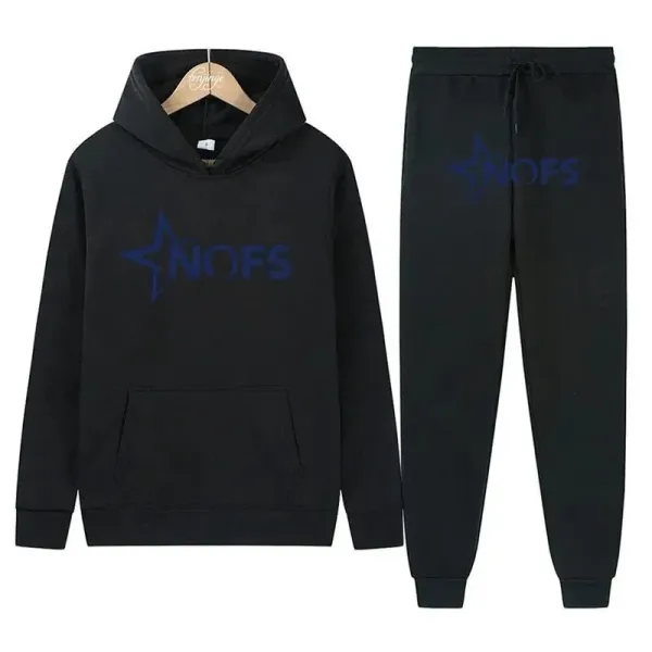 NOFS Star Logo Black Hoodie and Sweatpants Set - 1