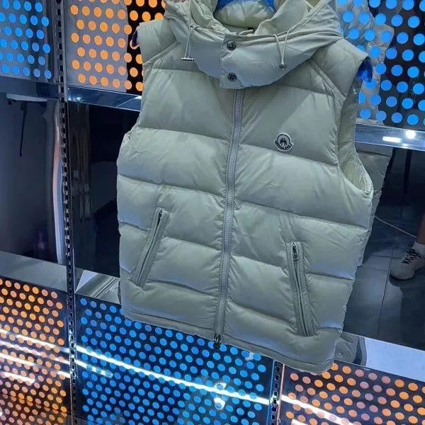 Moncler Hooded Down Vest Beige - 11