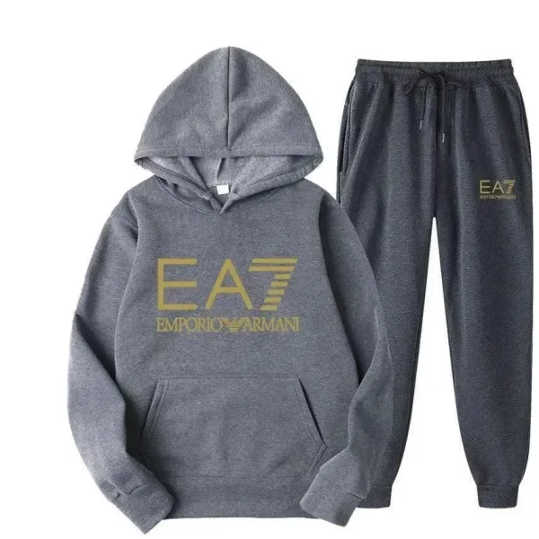 EA7 Emporio Armani Gray Hoodie and Sweatpants Set - 1