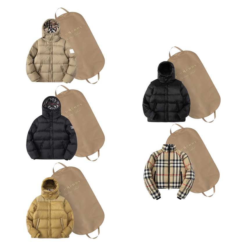 Burberry Beige Hooded Puffer Jacket with Matching Bag