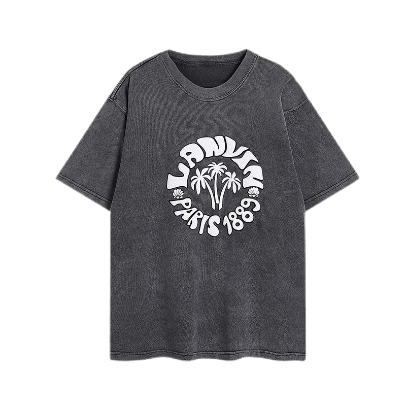 Lanvin Paris 1889 Palm Tree Graphic Washed Gray T-Shirt - 39