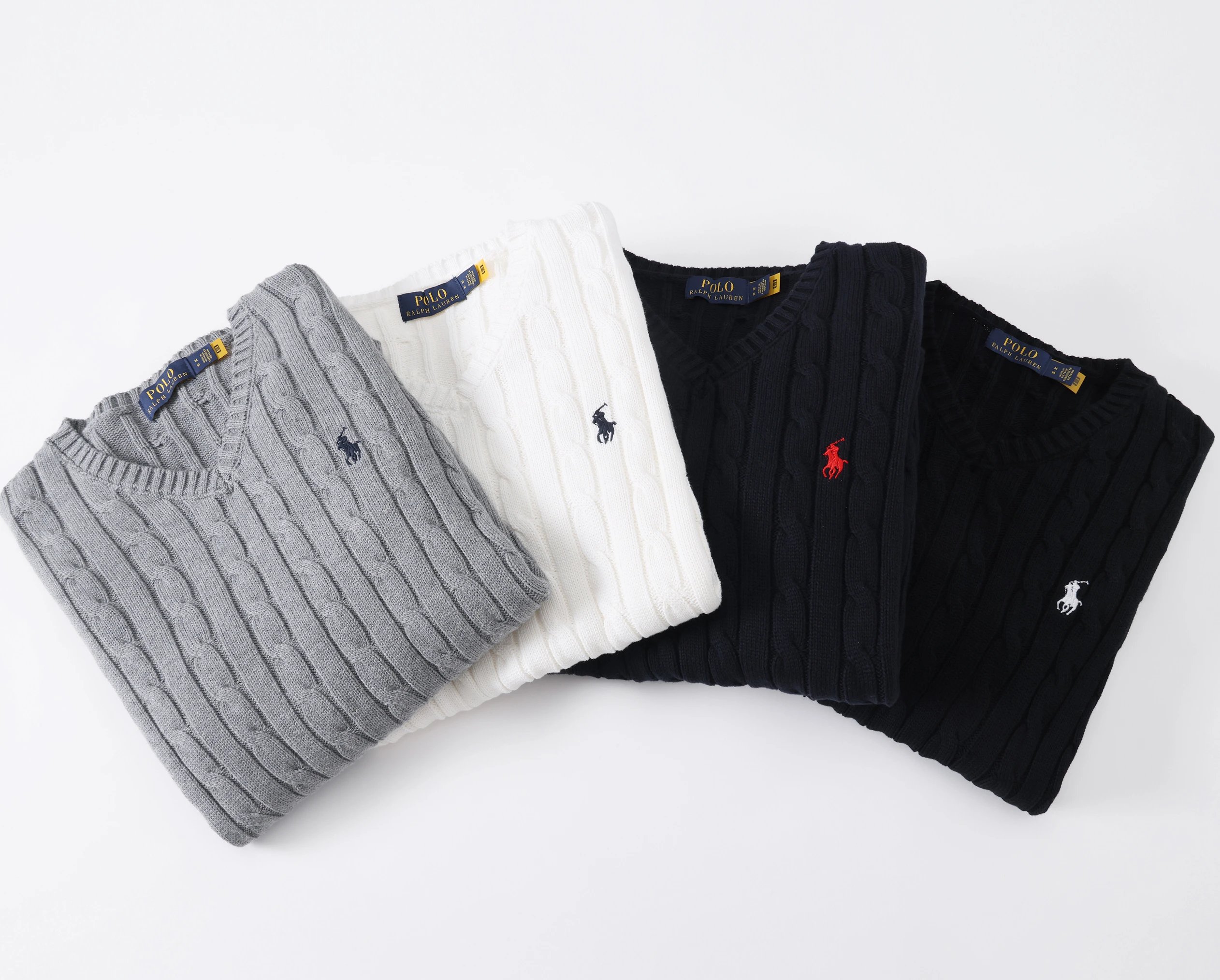 Polo Ralph Lauren Grey V-Neck Cable Knit Sweater