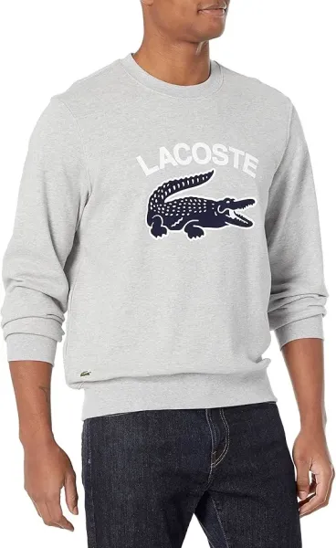 Lacoste Classic Crocodile Embroidered Beige Sweatshirt - 5