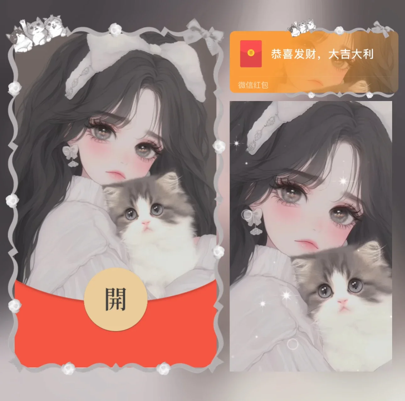 【卡密兑换】微信红包封面『猫咪女孩/异形动态』官方卡密丨端内兑换丨24小时自助提卡！