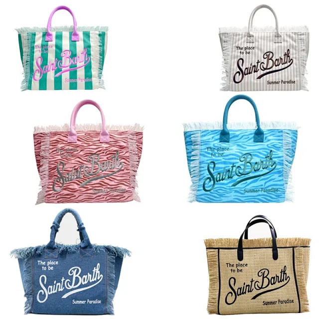 Saint Barth Handbags Fringed logo tote bag product detail image 1