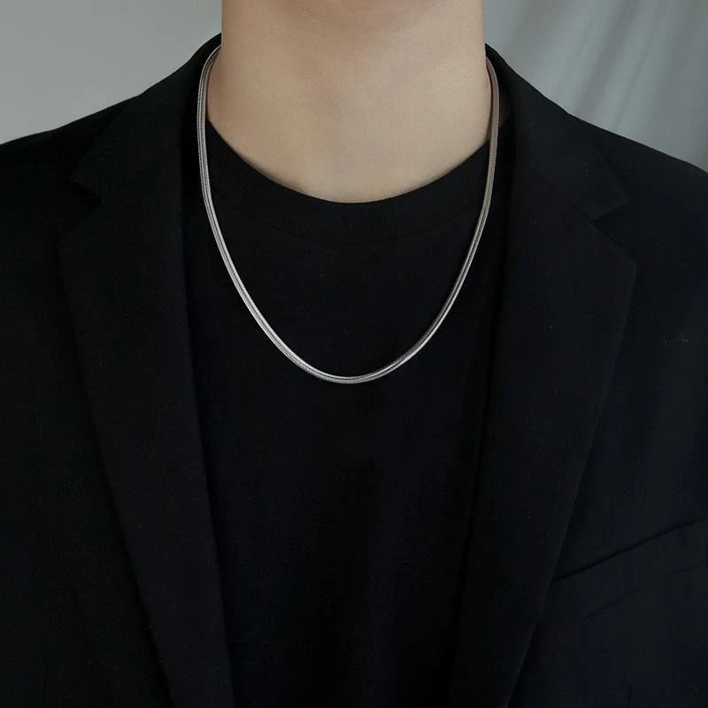 L003D-Flat snake bone chain -50cm