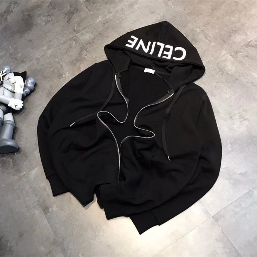 Celine Black Zip-Up Hoodie
