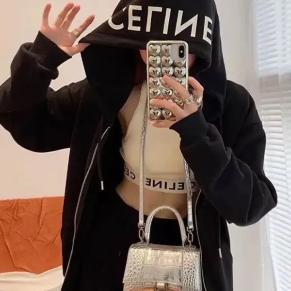 Celine Logo Hoodie Black - 4