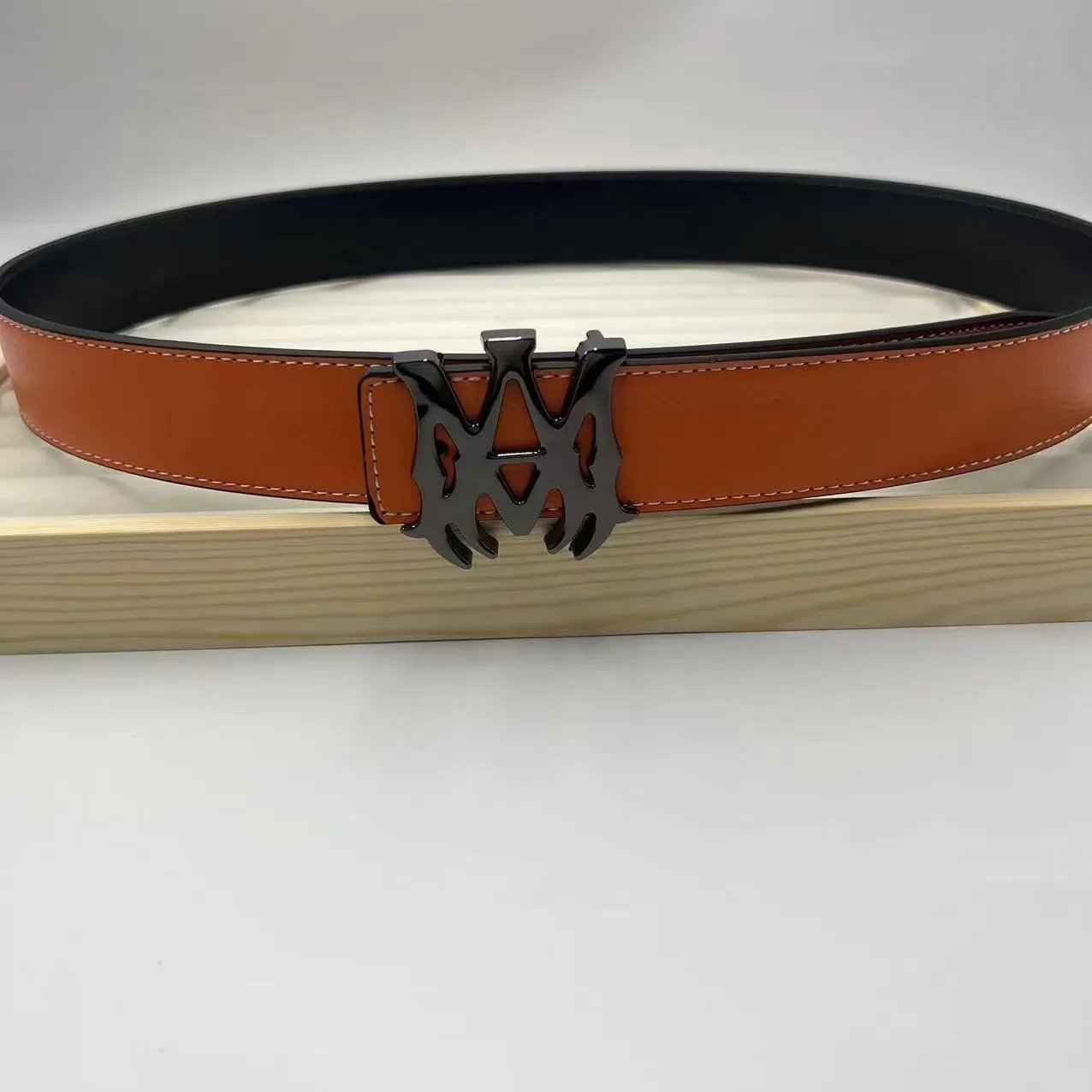 Philipp Plein Double PP Logo Buckle Belt White/Black Leather Belt - 13