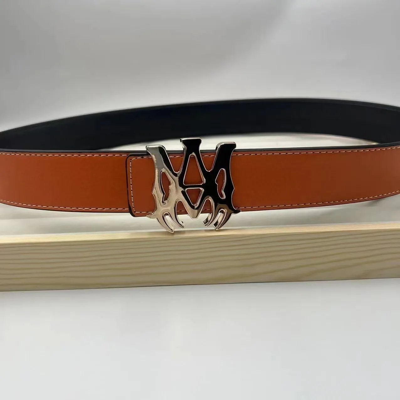 Philipp Plein Double PP Logo Buckle Belt White/Black Leather Belt - 12