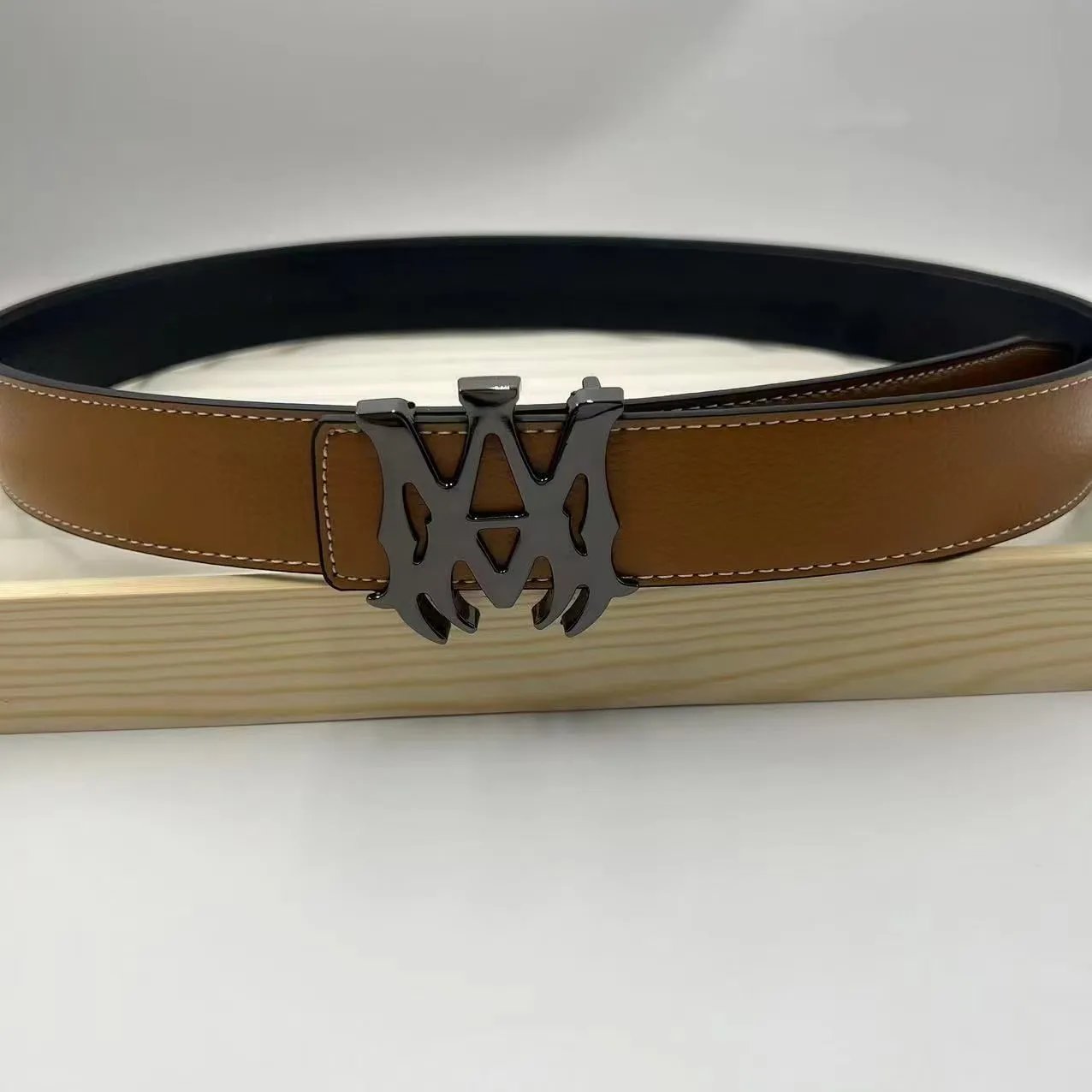 Philipp Plein Double PP Logo Buckle Belt White/Black Leather Belt - 14