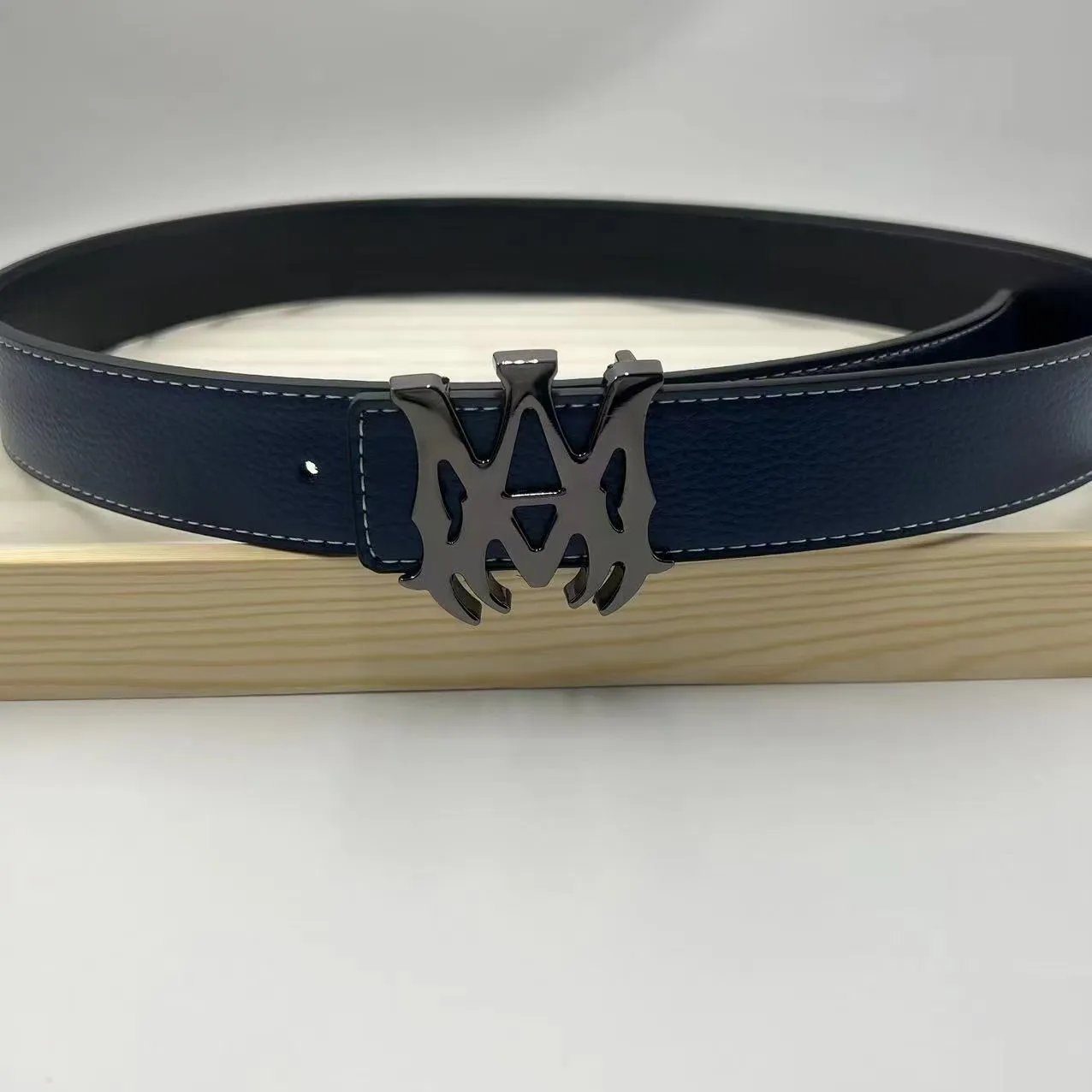 Philipp Plein Double PP Logo Buckle Belt White/Black Leather Belt - 9