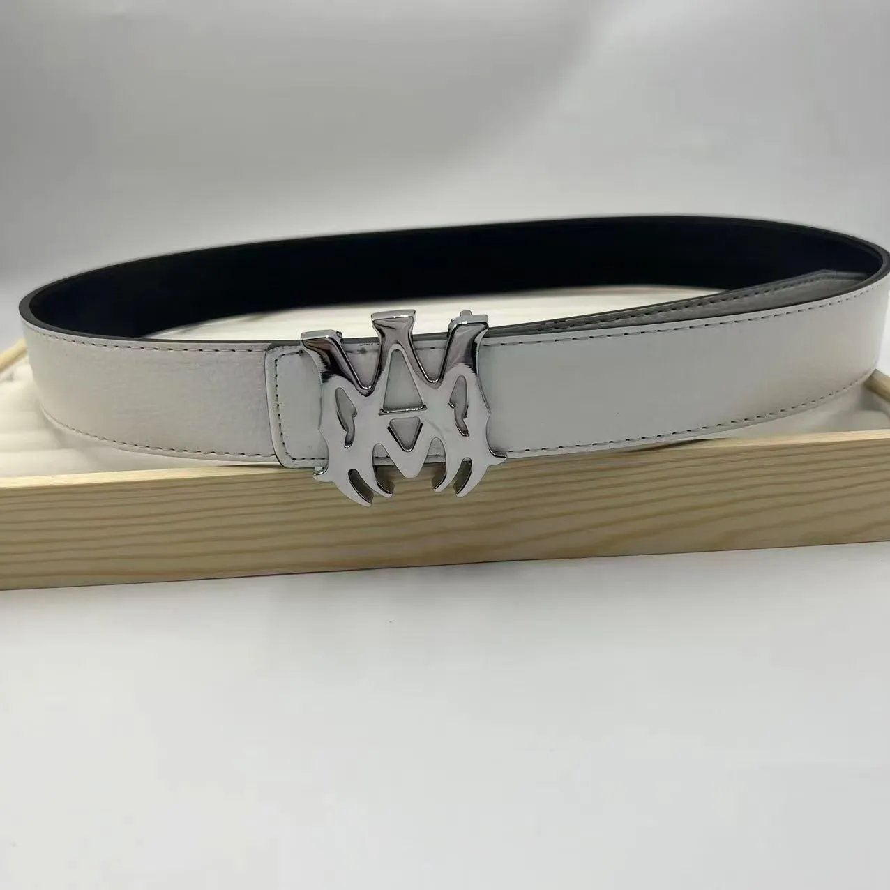 Philipp Plein Double PP Logo Buckle Belt White/Black Leather Belt - 15