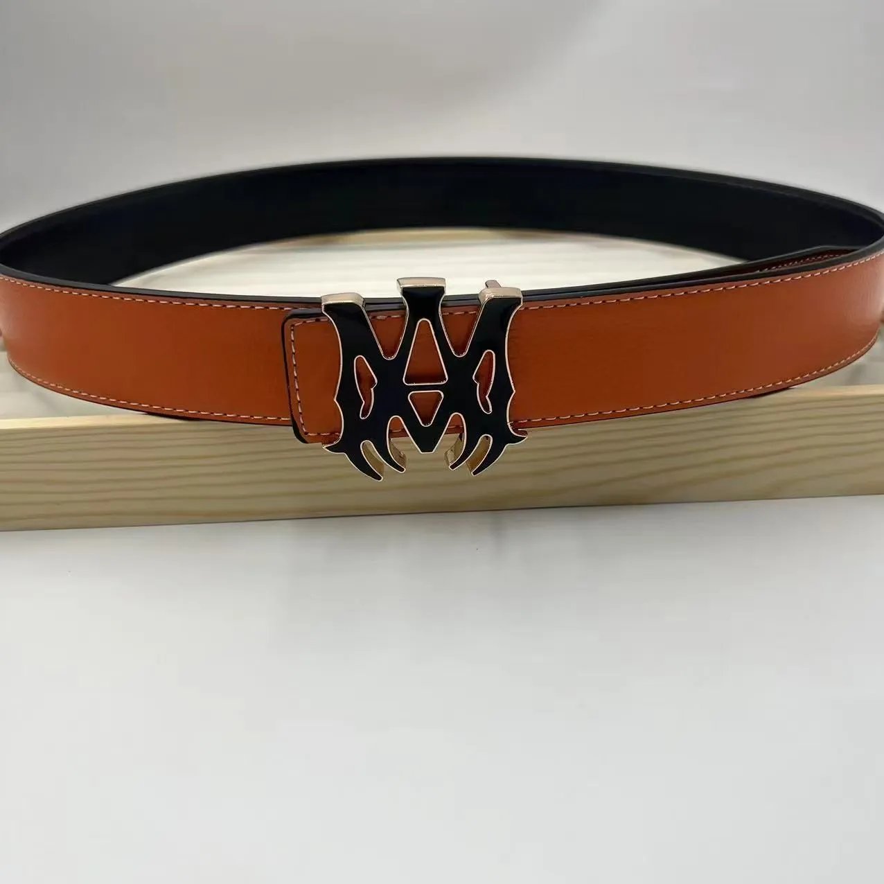 Philipp Plein Double PP Logo Buckle Belt White/Black Leather Belt - 5