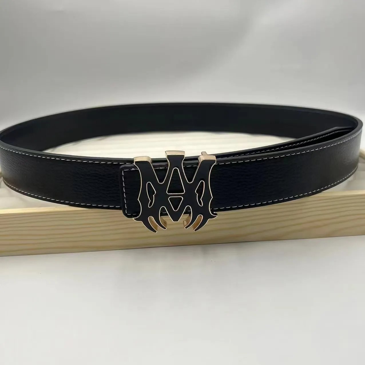 Philipp Plein Double PP Logo Buckle Belt White/Black Leather Belt - 4