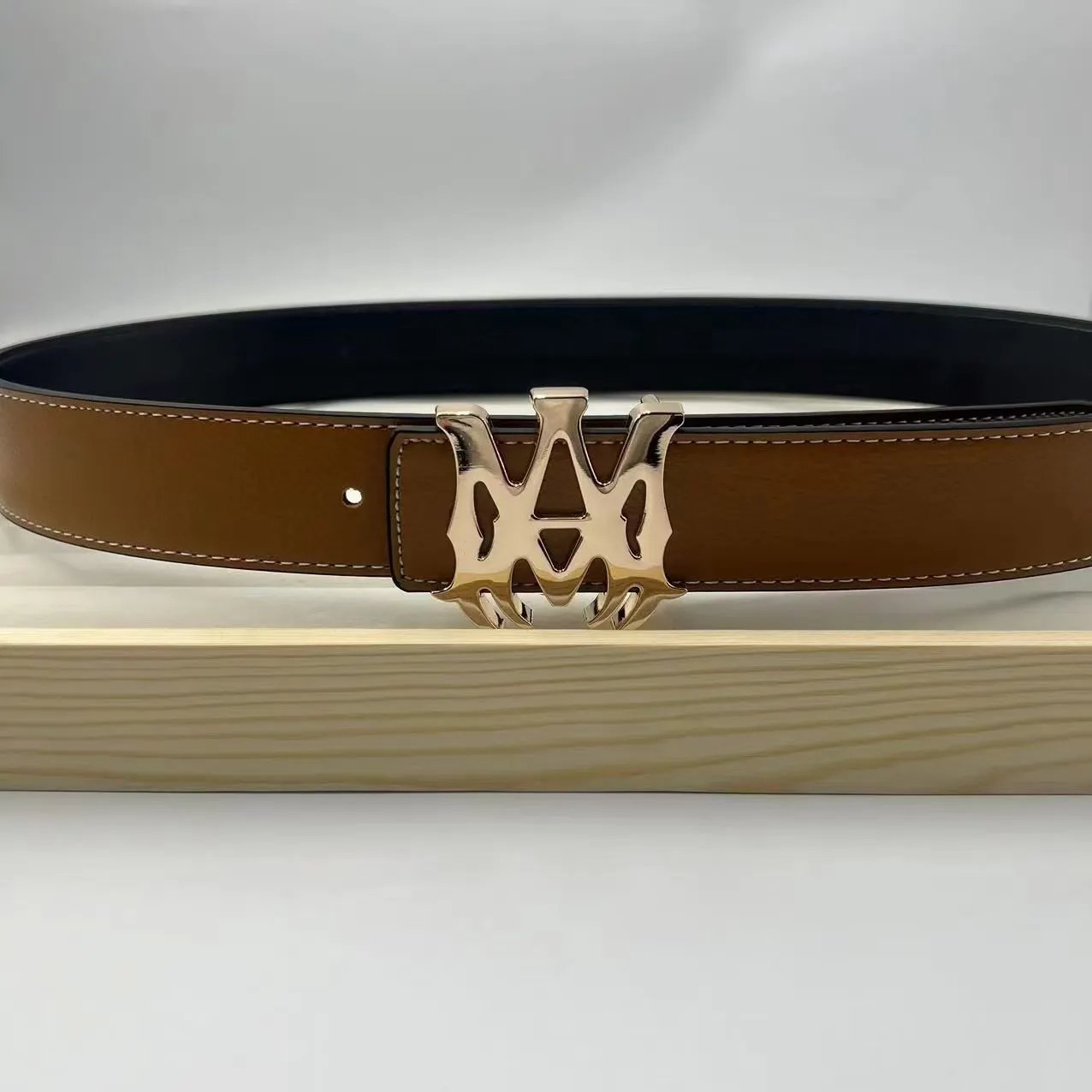 Philipp Plein Double PP Logo Buckle Belt White/Black Leather Belt - 10