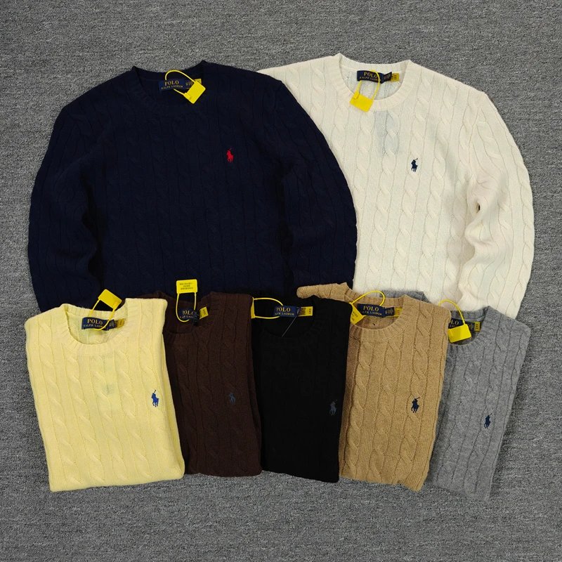  CableKnit WoolCashmere Jumper 男款圆领羊毛麻花长袖 C 9
