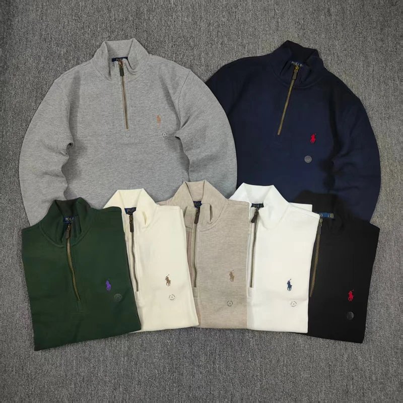 Classic 1/4 Zip Sweatshirt with Velvet Inside and Pony Logo