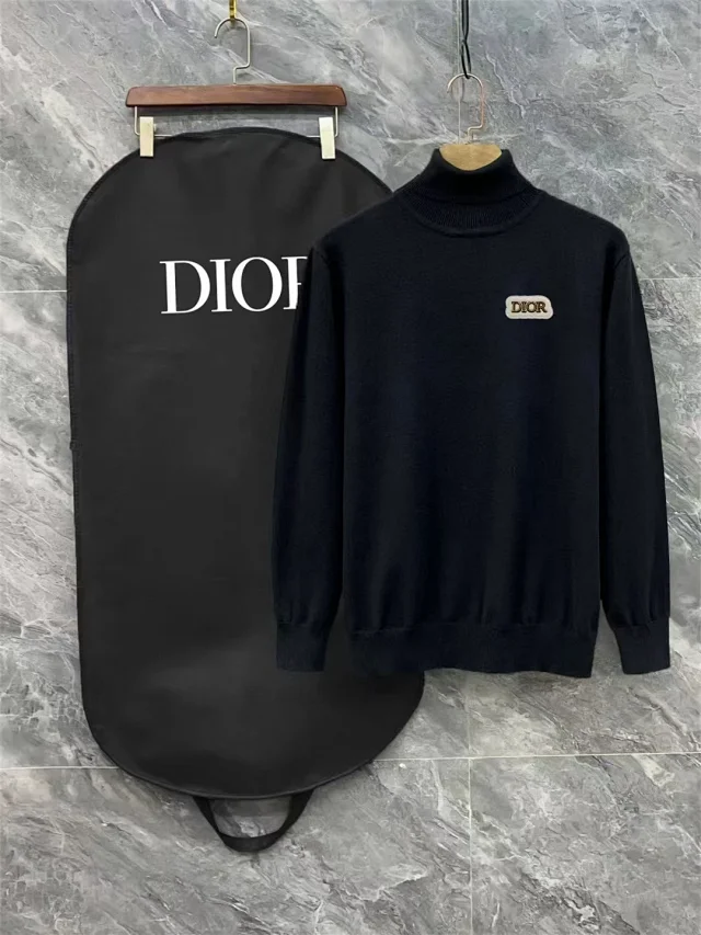 Dior Knitwear Turtleneck Knit Sweater with Logo Chest Patch product detail image 9