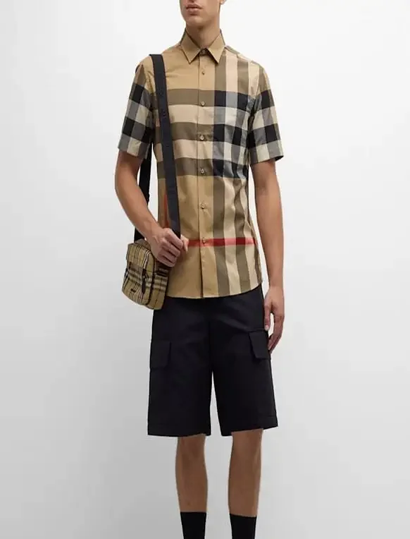 Burberry Shirts Short-Sleeve Plaid Button-Up Shirt product detail image 2