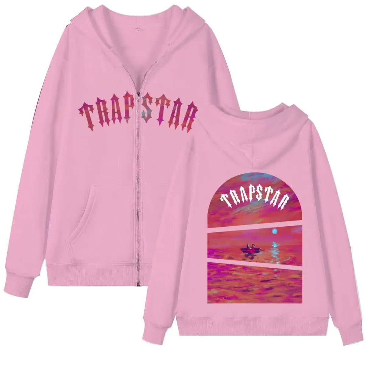 Trapstar Hoodies & Sweatshirts Zip-Up Hooded Sweatshirt with Graphic Back Print — 15