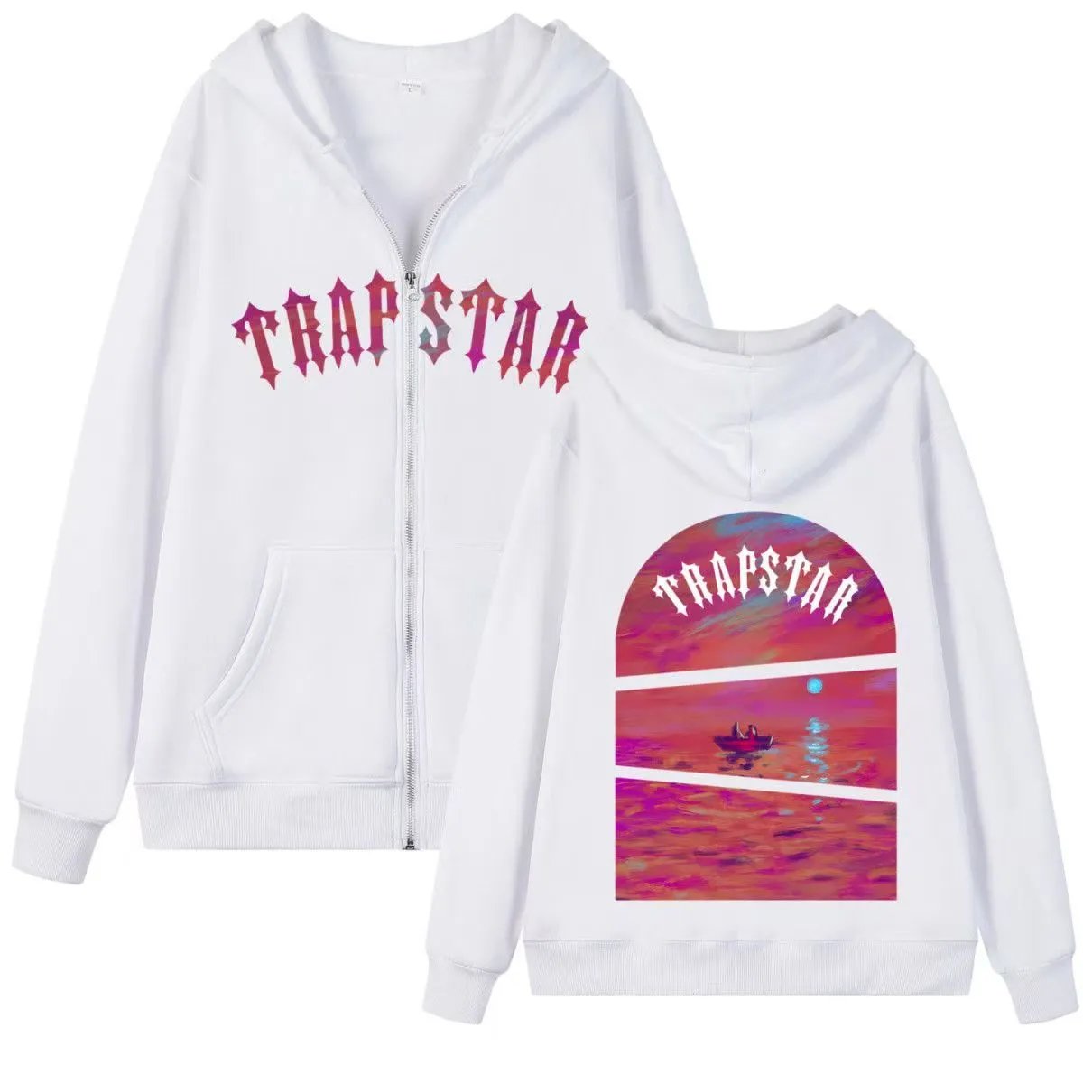Trapstar Hoodies & Sweatshirts Zip-Up Hooded Sweatshirt with Graphic Back Print — 14