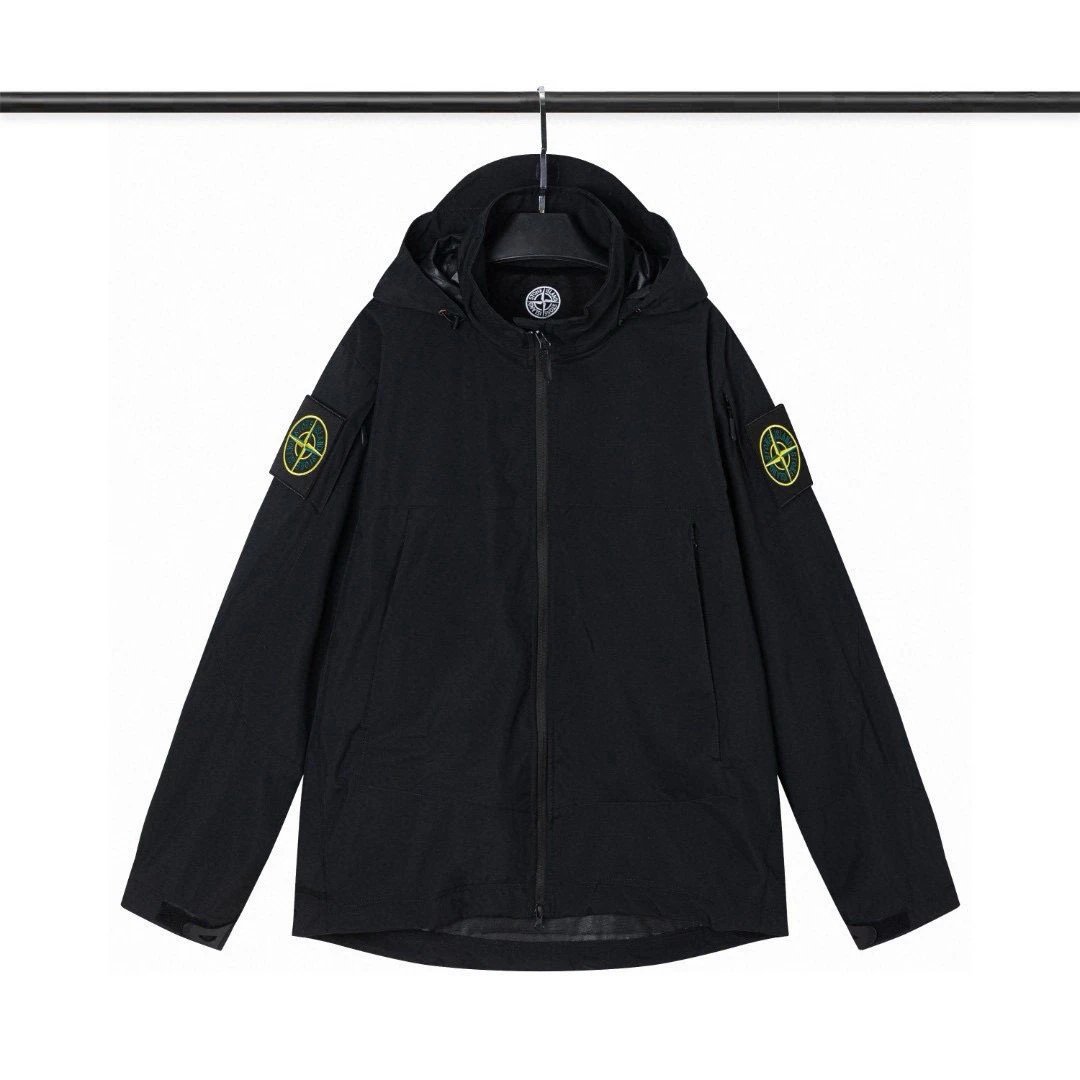 Stone Island Raso Domato Black Windbreaker Jacket Outerwear - 58