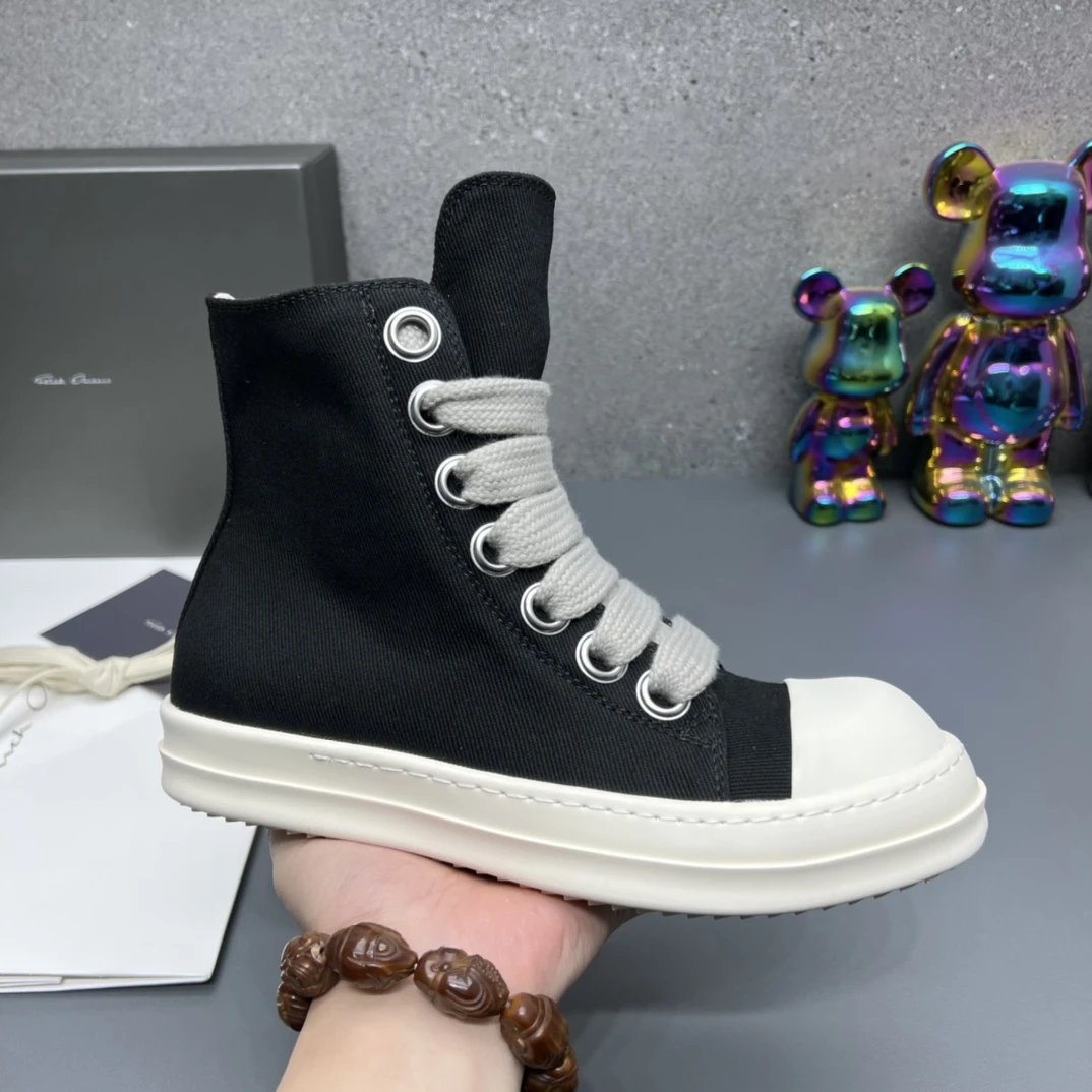 Rick Owens Sneakers High-Top Lace-Up with Contrast Toe Cap — 10