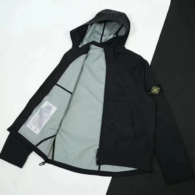Stone Island Jackets Hooded zip-up shell jacket with compass sleeve patches product detail image 6