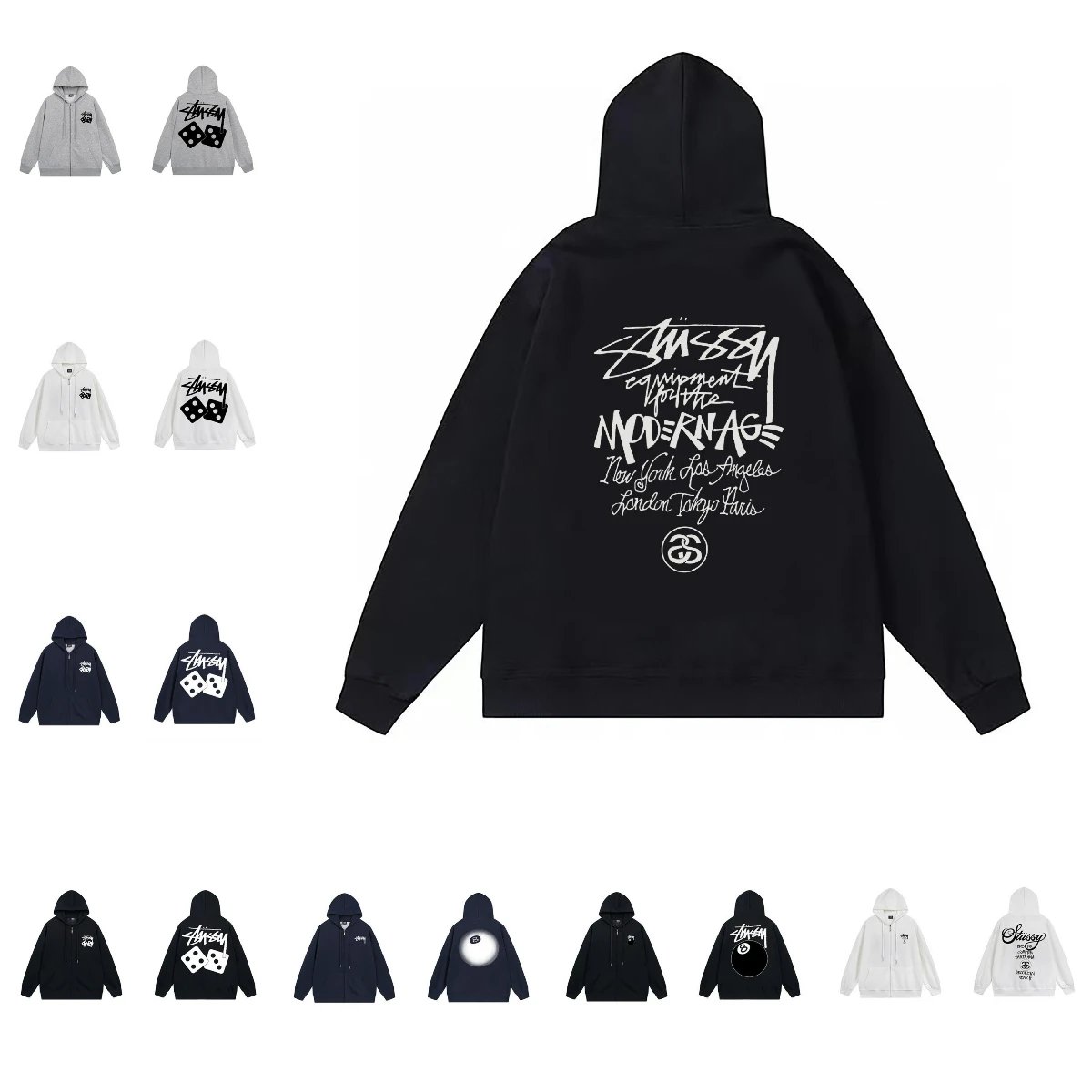 Stussy Black Zip-Up Hoodie