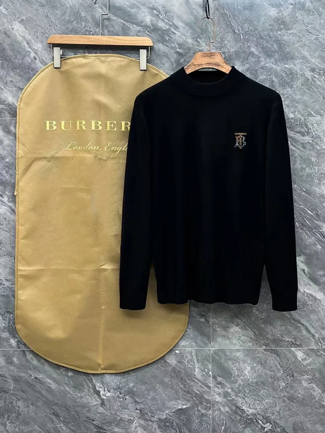 Burberry Knitwear Crew-Neck Sweater with Embroidered TB Monogram product detail image 8